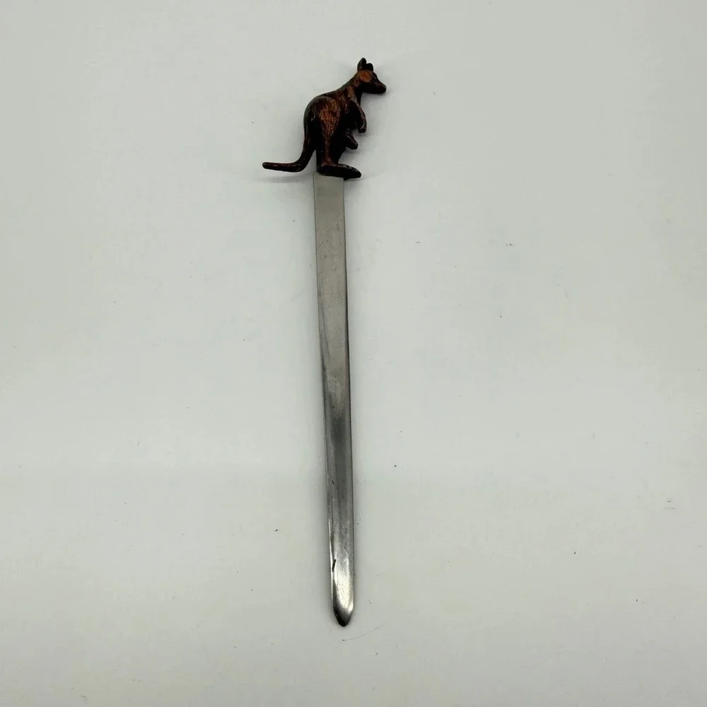 Vintage Letter Opener Kangaroo Joey Figural Stainless Steel Bronze Tone 981
